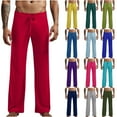 thumbnail image 1 of QATAINLAV Men's Lounge Pants Casual Elastic Waist Drawstring Sleep Bottoms Solid Straight Leg Pajama Pant Milk Silk Yoga Trousers, Blue, S, 1 of 8