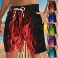 thumbnail image 1 of QATAINLAV Men's Shorts Casual Classic Fit Drawstring Beach Shorts Fashion Flame Print Workout Shorts with Pockets Hawaiian Big and Tall Board Shorts Blue XL, 1 of 5