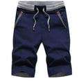 thumbnail image 1 of QATAINLAV Men's Shorts Casual Drawstring Sweat Shorts Summer Elastic Waist Slim Sport Shorts Solid Color Below Knee Hiking Shorts with Pockets Today's Sales Navy L, 1 of 5
