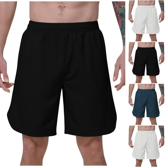 QATAINLAV Men's Shorts Outdoor Quick Dry Running Shorts Lightweight Gym Workout Shorts Solid Casual Elastic Waist Hiking Shorts with Pockets Khaki M