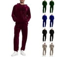 thumbnail image 1 of QATAINLAV Men's Velour Hoodie Tracksuit 2 Pieces Set Solid Color Casual Jogging Suits Hooded Sweatshirt and Cinch Bottom Sweatpants Sweatsuits, Black, XXL, 1 of 8