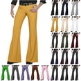 thumbnail image 1 of QATAINLAV Men's Vintage 60s 70s Bell Bottom Trousers Fall Winter Corduroy Solid Color Business Casual Dress Pants, Yellow, S, 1 of 10