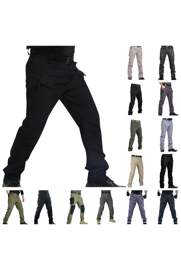 Men's Waterproof Rip-Resistant Tactical Pants with Multi Pockets for Hiking, Travel, and Outdoor Sports Solid Color Loose Fit Cargo Pants Gifts for Mom Gray 4XL