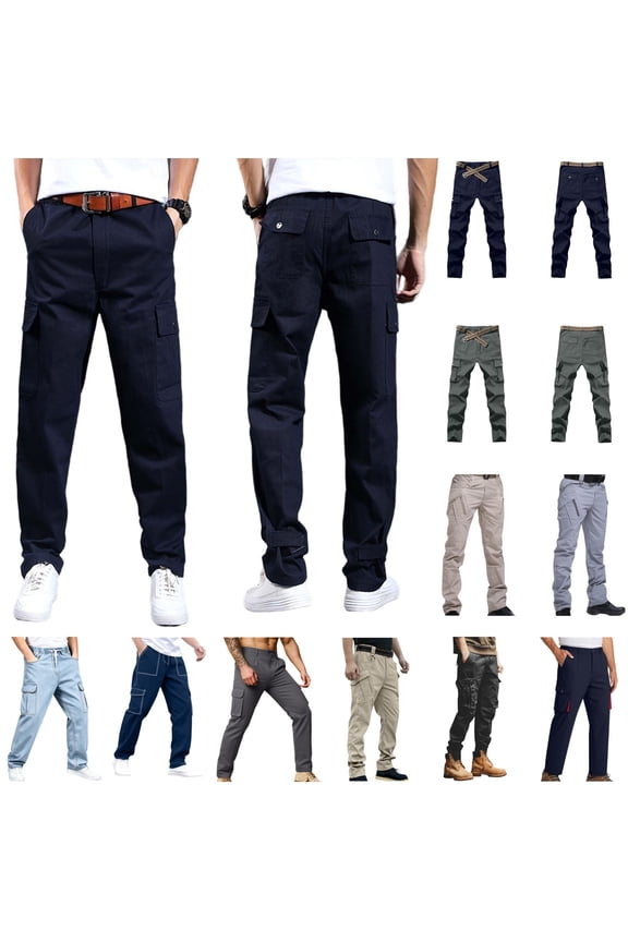 Men's Waterproof Rip-Resistant Tactical Pants with Multi Pockets for Hiking, Travel, and Outdoor Sports Solid Color Loose Fit Cargo Pants Black XXL