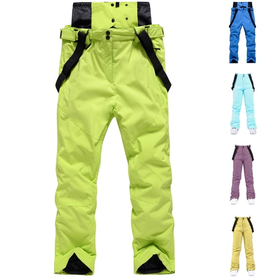 QATAINLAV Men's Waterproof Snow Ski Pants Insulated Warm Winter Outdoor Snowboard Bib Overalls with Suspenders, Red, L
