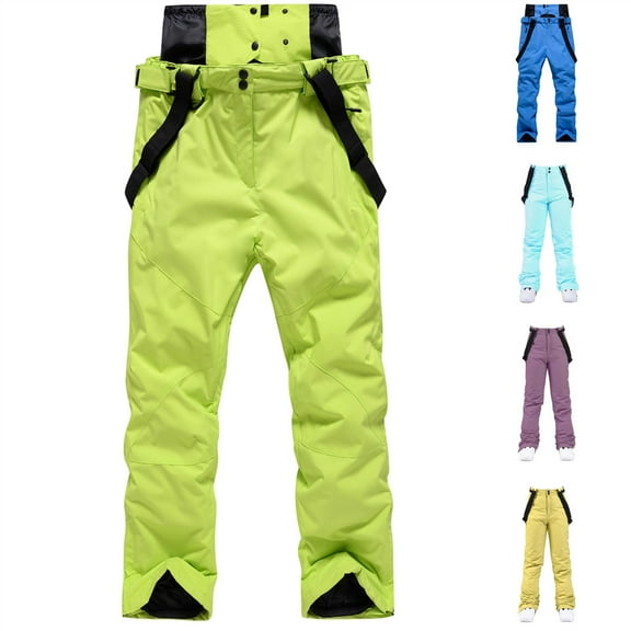 QATAINLAV Men's Waterproof Snow Ski Pants Insulated Warm Winter Outdoor Snowboard Bib Overalls with Suspenders, Yellow, L