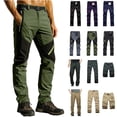 thumbnail image 1 of QATAINLAV Men's Winter Detachable Fleece Lined Warm Trousers Outdoor Windproof Ski Snow Pants Softshell Hiking Cargo Pants, Blue, L, 1 of 3