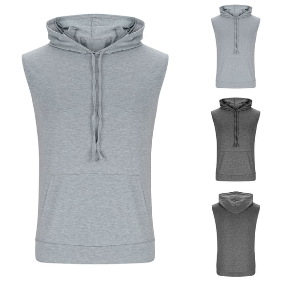 QATAINLAV Men's Workout Hooded Tank Tops Summer Sleeveless Gym Athletic Basketball Hoodies Casual Bodybuilding Muscle Cut Off T-Shirts, Gray, M