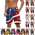 thumbnail image 1 of QATAINLAV Mens 4th of July Outfits Independence Day Summer Shorts Big and Tall Drawstring Beach Shorts USA Flag Print Short Pants with Pockets Blue XXXXXL, 1 of 6