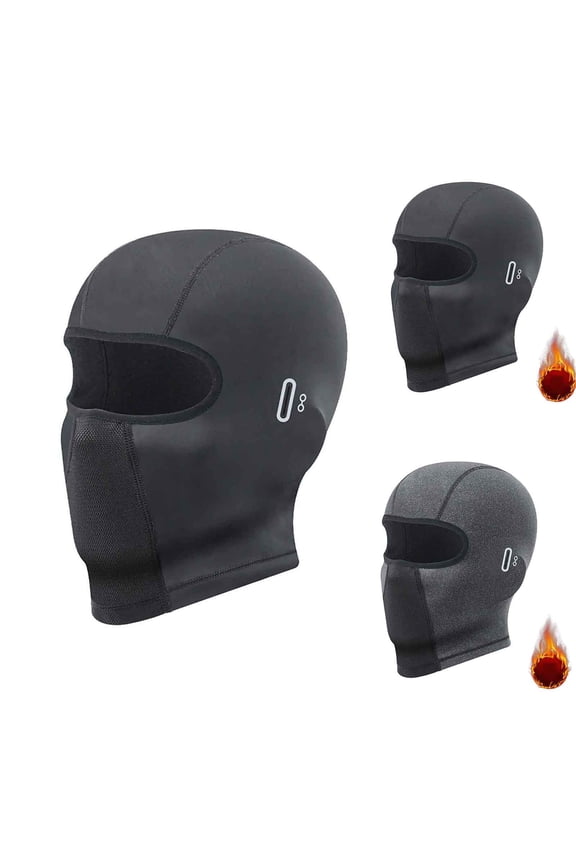 Mens Balaclava Ski Mask Windproof Warm Face Mask with Eyeglasses Holes Solid Color Breathable Winter Full Face Masks Black