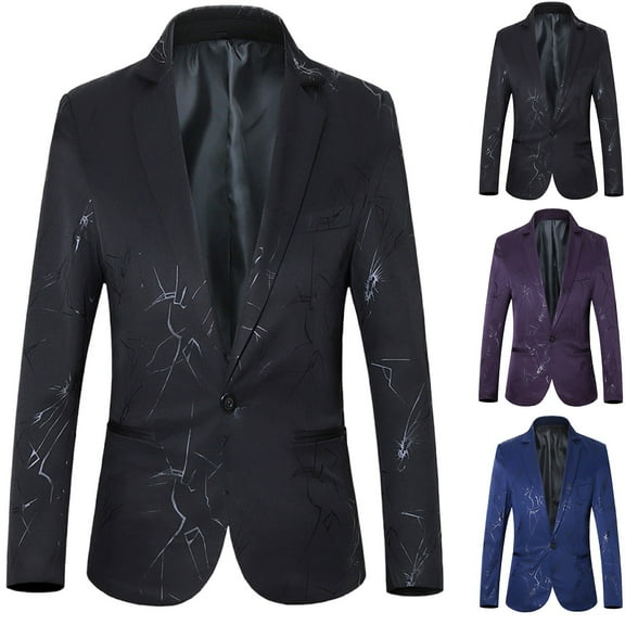 QATAINLAV Mens Big and Tall Dress Blazer Paisley Jacquard Tuxedo Jackets Long Sleeve Button Lapel Suit Coat for Wedding Party Camisas Para Hombres Blue M