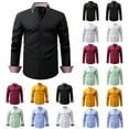 thumbnail image 1 of QATAINLAV Mens Business Casual Dress Shirts Long Sleeve Button Down Stand Collar Work Tops Solid Color Wrinkle Free Shirt Gold XL Back Packs Sales for School, 1 of 7