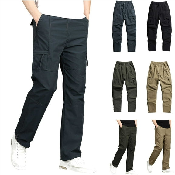 QATAINLAV Mens Cargo Pants Casual Relaxed Fit Hiking Work Pants Outdoor Athletic Joggers Pant with Multi Pockets Gray L Mens Gifts