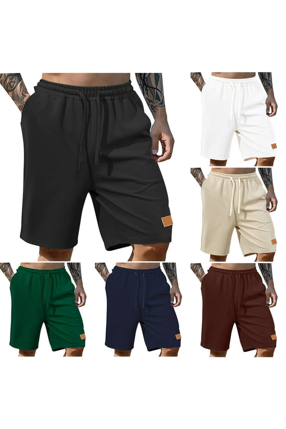 Mens Casual Shorts Summer Drawstring Waffle Knit Beach Shorts Solid Color Loose Fit Golf Athletic Hiking Shorts with Pockets Army Green M Winter Clearance Prime