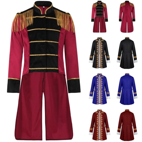 QATAINLAV Mens Colonial Military Tailcoat 90s Medieval Renaissance Victorian Jacket Tops Halloween Cosplay Costume, Blue, M