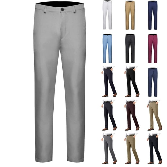 QATAINLAV Mens Dress Pants , Big and Tall Basic Solid Casual Business Straight Leg Pants Wrinkle Free Suit Pants with Pockets Black M
