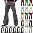 thumbnail image 1 of QATAINLAV Mens Flare Leg Dress Pants Vintage 60s 70s Bell Bottom Trousers Solid Casual Hippie Party Stretch Flared Pant for Wedding Guest, Dark Gray, L, 1 of 8