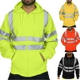thumbnail image 1 of QATAINLAV Mens High Visibility Jackets Lightweight Zip Up Hoodies Hi-Vis Safety Hoodie Drawstring Pullover Sweatshirt Reflective Construction Work Jacket with Pockets Yellow XXL, 1 of 6