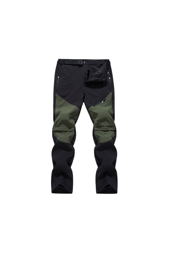 Mens Hiking Pants Convertible Zip off Lightweight Cargo Pants Outdoor Fishing Safari Pants Fashion Color Block Work Trousers with Multi Pockets Today Sales Army Green XL
