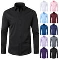 thumbnail image 1 of QATAINLAV Mens Long Sleeve Stretch Wrinkle-Free Formal Shirts Solid Color Casual Business Dress Shirts Classic Button Down Lapel Work Tee Shirt Tops Lightening Sale Sky Blue S, 1 of 3