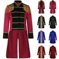 thumbnail image 1 of QATAINLAV Mens Military Uniform Tailcoat Medieval Victorian Steampunk Tuxedo Coat Long Sleeve High Collar Frock Coat Performance Halloween Costume, Red, XL, 1 of 9