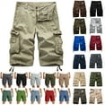 thumbnail image 1 of QATAINLAV Mens Multi Pockets Cargo Shorts Solid Casual Button Zip Waist Tactical Shorts Big and Tall Loose Fit Work Short Pants Prime Sales Today Green M, 1 of 4