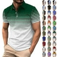 thumbnail image 1 of QATAINLAV Mens Polos T Shirts Casual Oversized Short Sleeve Button Lapel Golf Tee Shirt Fashion Stripe Vacation Beach Tops Green L Todays Sales, 1 of 5