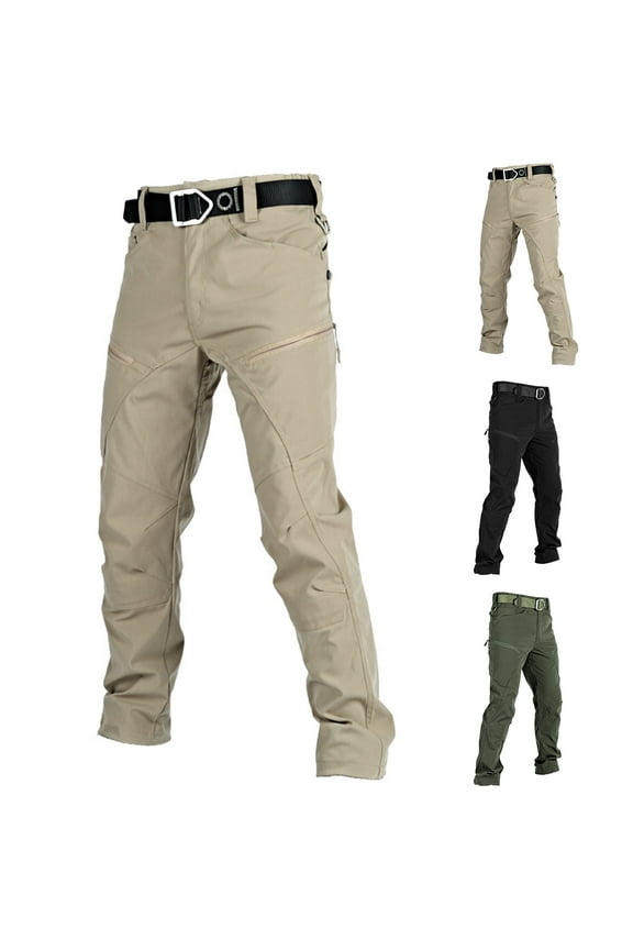 Sales Today Ripstop Tactical Pants for Men Outdoor Hiking Solid Color Casual Work Climbing Trousers Loose Fit Straight Leg Cargo Pants with Multi Pockets Army Green XXL