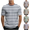 thumbnail image 1 of QATAINLAV Mens Short Sleeve T-Shirts Striped Casual Crewneck Tee Summer Basic Pullover Shirt Color Block Stretch Tees Shirts, 1 of 6