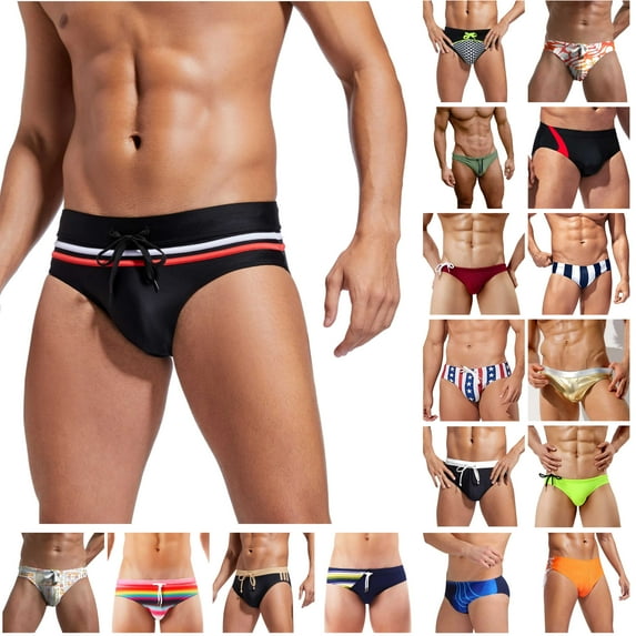 QATAINLAV Mens Swim Briefs Summer Lightweight Beach Board Shorts Casual High Stretch Quick Dry Bikini Briefs Bating Suit Holiday Outfits Black S Today Prime Sales