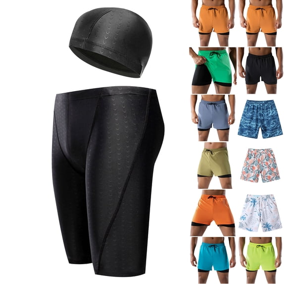 QATAINLAV Mens Swim Trunks with Compression Liner Quick-Dry Bathing Suit Summer Casual Drawstring Workout Athletic Sports Shorts Holiday Beach Outfits Gold M