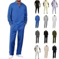 thumbnail image 1 of QATAINLAV Mens Track Suits 2 Piece Set Waffle Quarter Zip Casual Athletic Jogging Outfits Long Sleeve Fall Winter Clothes, Khaki, M, 1 of 10
