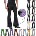 thumbnail image 1 of QATAINLAV Mens Vintage Bell Bottom Dress Pants Fashion Sequin Patchwork Flared Pant Solid Casual Flat Front Work Trousers with Pockets, Beige, S, 1 of 8