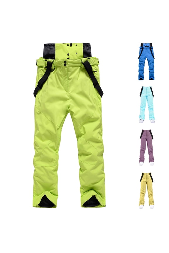 Mens Womens Ski Pants Winter Outdoor Snow Pant Unisex Suspenders Snowboard Bib Overalls, Green, XXXL