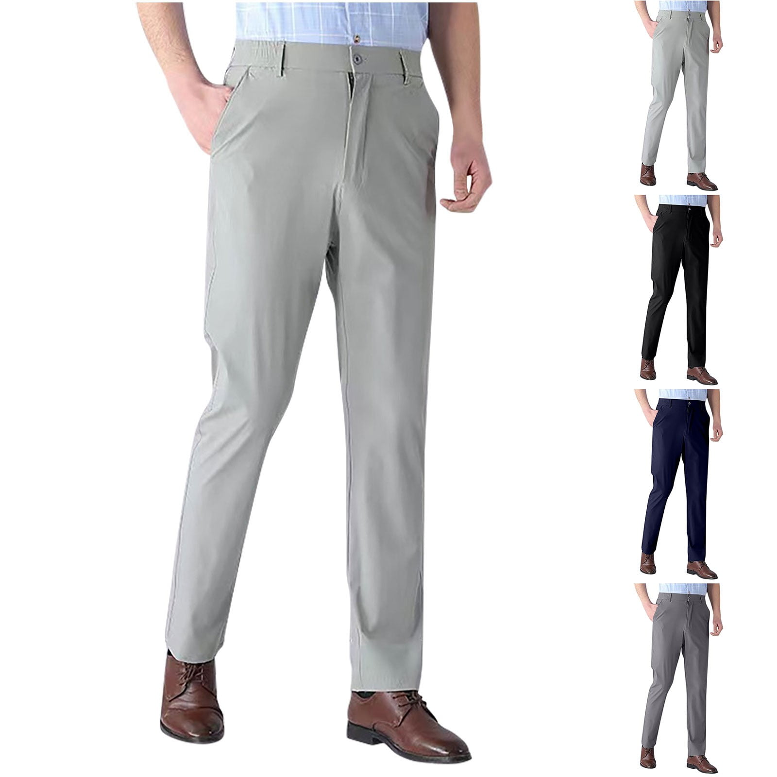 QATAINLAV Mens Work Pants Slim Fit Straight Leg Dress Pants Solid Color ...