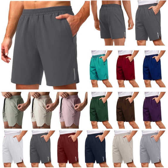 QATAINLAV Mens Workout Athletic Shorts with Zip Pockets Casual Drawstring Cargo Shorts 7 inch Inseam Hiking Shorts Lightweight Sports Gym Shorts Green M