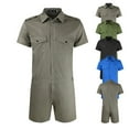 thumbnail image 1 of QATAINLAV Mens Zip Front Shorts Coverall Casual Short Sleeve Overalls Work Wear Slim Fit One Piece Rompers Cargo Jumpsuits with Chest Pockets Black XXL Gifts for Mom, 1 of 4