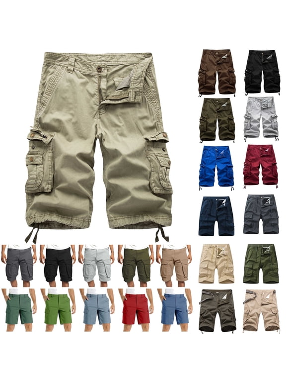 Multi Pockets Cargo Shorts for Men Relaxed Fit Military Tactical Shorts Casual Drawstring Elastic Waist Hiking Short Big and Tall Work Shorts My Orders Placed By Me White S