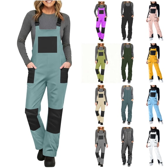 QATAINLAV Navy Snow Pants for Women and Men Winter Windproof Insulated Skiing Ski Bib Overalls with Pockets S