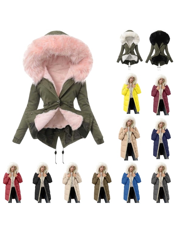 Navy Women's Winter Puffer Jacket Zip Up Hooded Warm Coat for Cold Weather Outdoor Travel Skiing