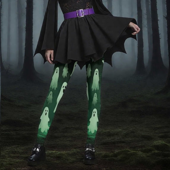QATAINLAV Novelty Graphic Halloween Leggings for Women Stretch High Waisted Full Length Legging Tights Athletic Running Yoga Pants Mint Green XXXL