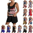 thumbnail image 1 of QATAINLAV Ofertas Del Dia de Hoy Relampago! Rompers for Seniors Dressy Casual Sleeveless Linen Short Overalls Cute American Flag Patriotic Jumpsuits with Pockets 4th of July Outfits Multicolor XL, 1 of 8