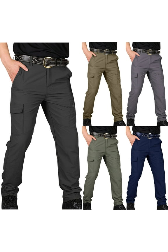 Ofertas Flash Del Dia Cargo Pants for Men Stretch Lightweight Hiking Pants Quick Dry Water Resistant Tactical Pants Solid Color Ripstop Work Trousers with Pockets Black XXXL