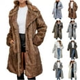 thumbnail image 1 of QATAINLAV Women's Fashion Winter Coats Fuzzy Fleece Long Sleeve Lapel Jackets Open Front Faux Fur Warm Long Cardigans Outerwear, Brown, L, 1 of 9