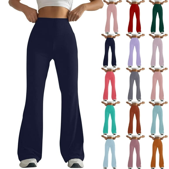 QATAINLAV Ofertas en Walmart Hidden Butt Scrunch Yoga Pants for Women Casual High Waisted Bootcut Workout Flare Leggings Gym Tummy Control Seamless Sport Legging Pant Purple L