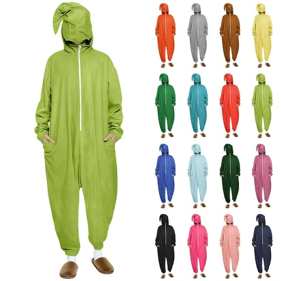 QATAINLAV Orange Onesie Hoodies for Women Long Sleeve Zipper Jumpsuit Casual Hooded Overalls Loungewear Christmas Pajamas