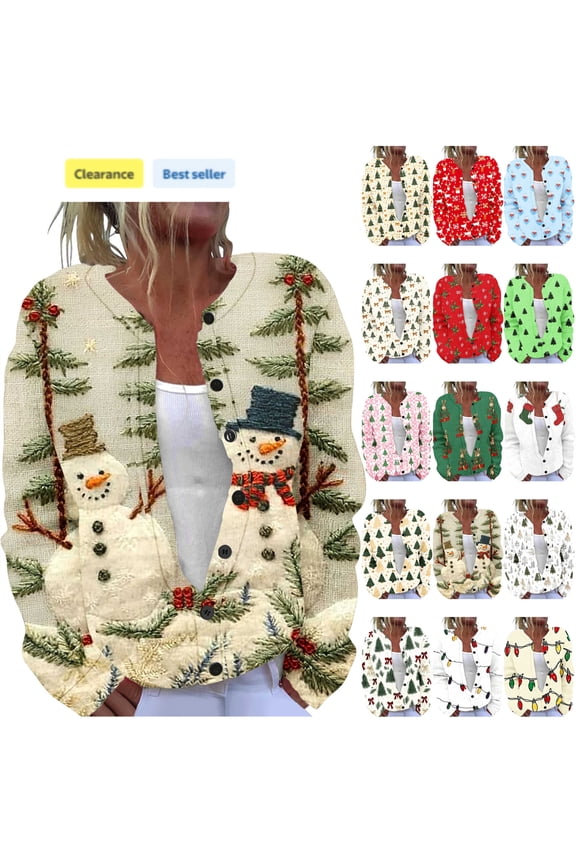 Oversized Sweater Tops for Women Christmas Gifts Loose Plus Size Knitted Cardigan Sweaters Casual Button Up Open Front Jackets White XXL