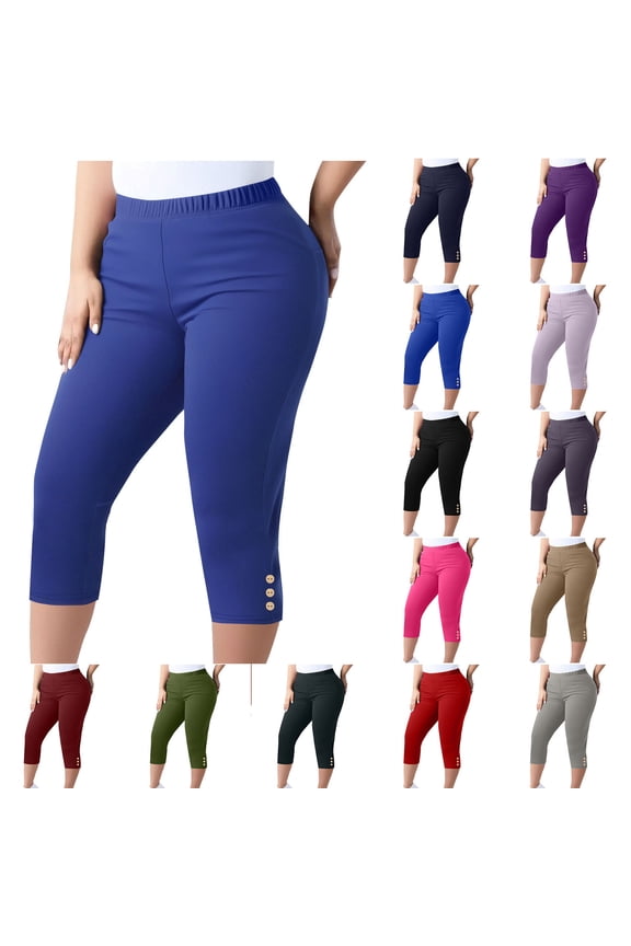 Oversized Sweatpants for Women Casual Elastic Waist Cropped Yoga Pants Solid Color Pull On Capris, Black, XL