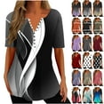 thumbnail image 1 of QATAINLAV Oversized Tshirts for Women Loose Fit Summer Beach Tops Solid Casual Short Sleeve Tees Shirts Casual Button V Neck Henley Shirt Black S Back to College Sales, 1 of 7