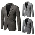 thumbnail image 1 of QATAINLAV Plaid Blazer Jackets for Men Button Lapel Suits Business Casual Formal Dress Fall Winter Long Sleeve Tweed Sport Coats Today's Sales Dark Gray XL, 1 of 4